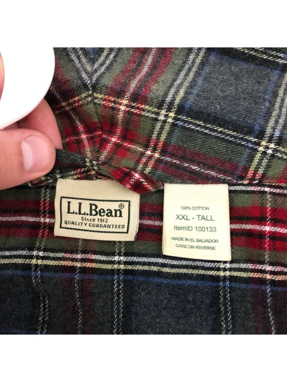 LL BEAN FLANNEL SCOTCH PLAID 100% COTTON BATH ROBE GREEN RED MENS SIZE XXL TALL